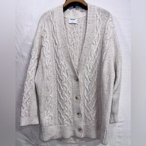 Old Navy Women's 2X Slouchy Cream Button-Up Cardigan